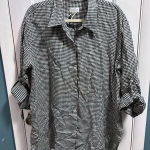 Liz Claiborne Black and White Gingham Shirt XL